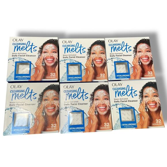 Olay Face Cleansing Melts Hyaluronic 32 Dissolving Pads Daily Travel Gym Lot x6 - Picture 2 of 10
